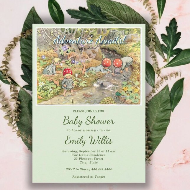 Cute Mushroom Woodland Baby Shower Invitation (Creator Uploaded)
