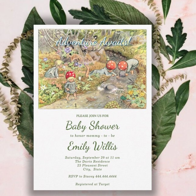 Cute Mushroom Woodland Baby Shower Invitation (Creator Uploaded)