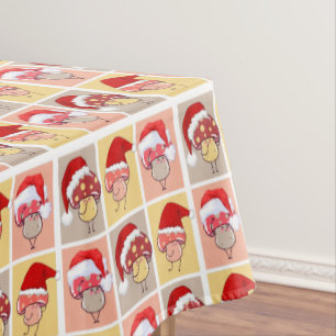 Cute Mushroomcore Santa Christmas Mushrooms Tablecloth