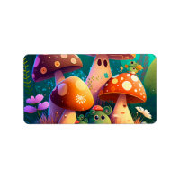 Cute mushrooms and flowers bugs green 