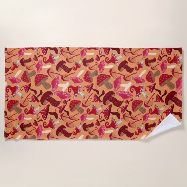 Cute Mushrooms Beach Towel (Front)