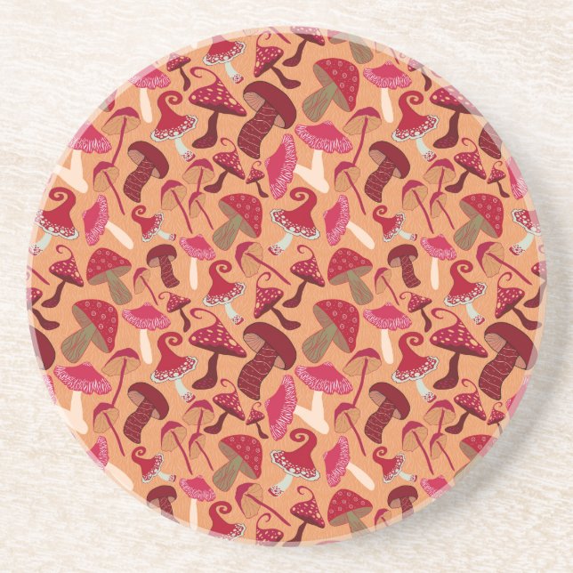 Cute Mushrooms Coaster (Front)