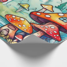 Cute mushrooms cottage core pattern Wrapping Paper