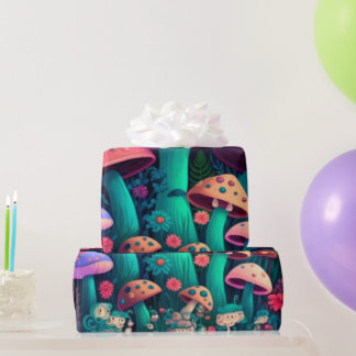 cute mushrooms cottagecore pattern Wrapping Paper