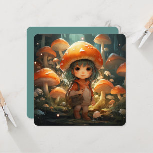 Cute mushrooms flat card