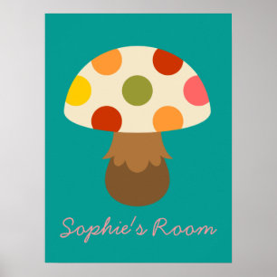 Cute mushrooms girls's room design poster