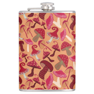 Cute Mushrooms Hip Flask