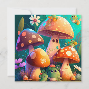 Cute mushrooms in the forest 