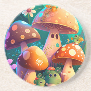 Cute mushrooms in the forest coaster