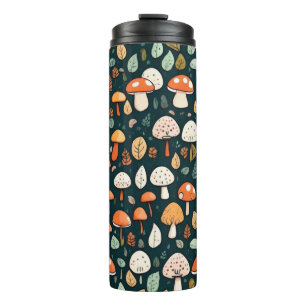 Cute mushrooms leaves cottage core design    thermal tumbler