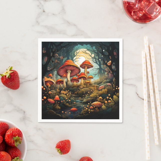 Cute mushrooms paper napkins (Insitu)