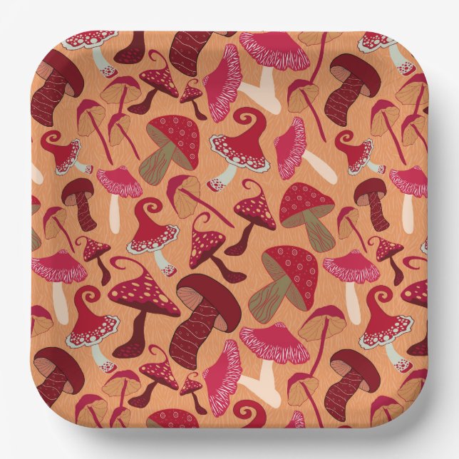 Cute Mushrooms  Paper Plate (Front)