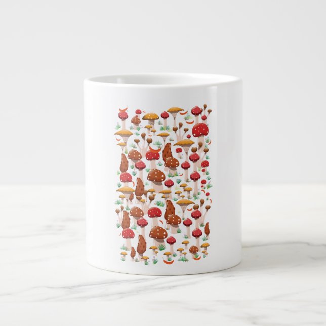Cute Mushrooms Pattern Large Coffee Mug (Front)