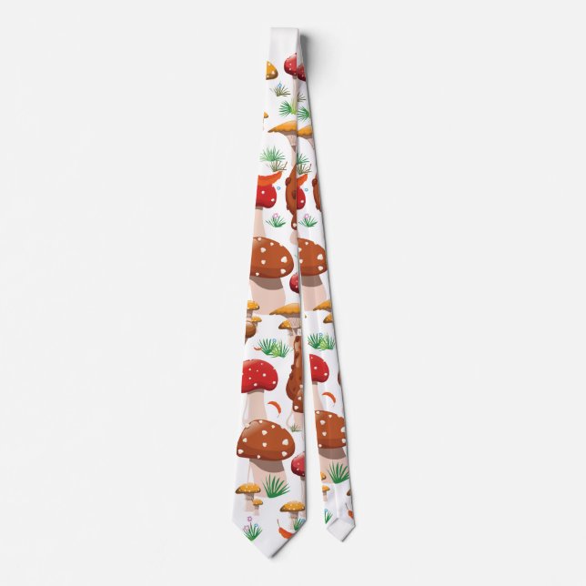 Cute Mushrooms Pattern Tie (Front)