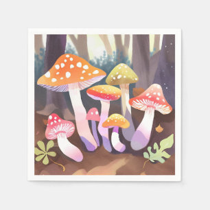 Cute Mushrooms   Watercolor Forest Napkin