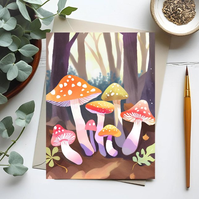 Cute Mushrooms | Watercolor Forest Postcard (Creator Uploaded)