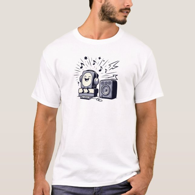Cute Music Lover – Fun Cartoon Men’s T-Shirt (Front)