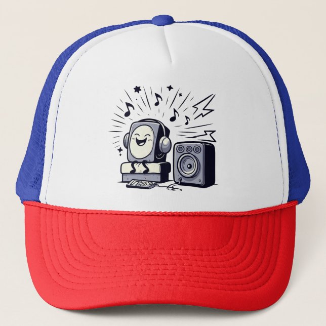 Cute Music Lover – Fun Cartoon Music Cap 01 (Front)