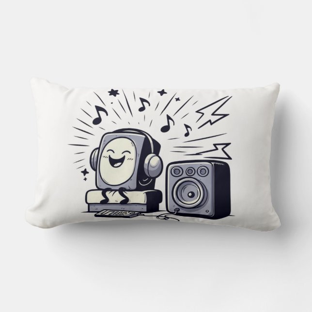 Cute Music Lover – Fun Cartoon Music Pillow 02 (Front)