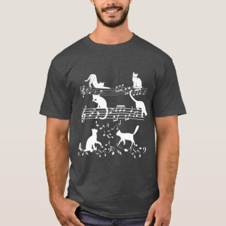 Cute Music Lover Piano Cat Playing On Musical Note T-Shirt