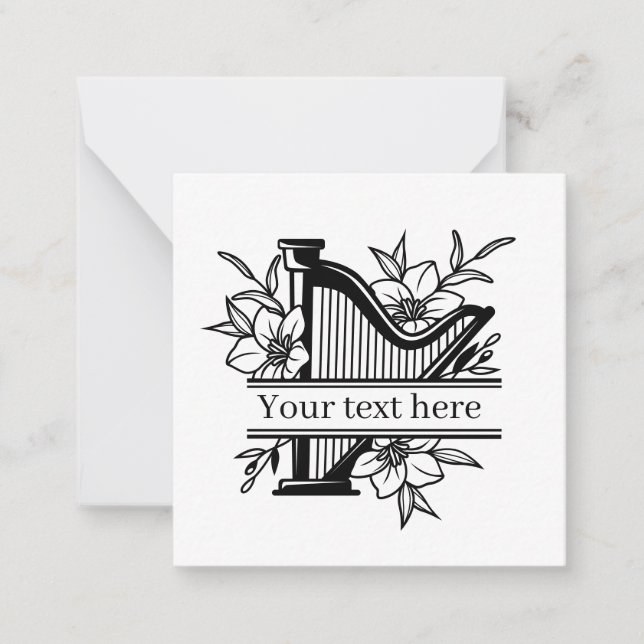 cute music lovers harp add text split frame card (Front)