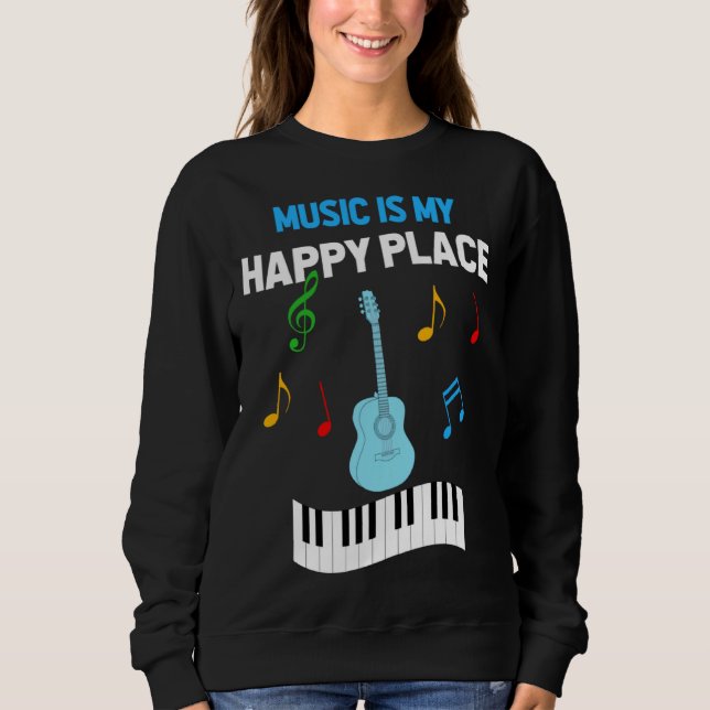 Cute Music Musician Tees  Music Is My Happy Place (Front)