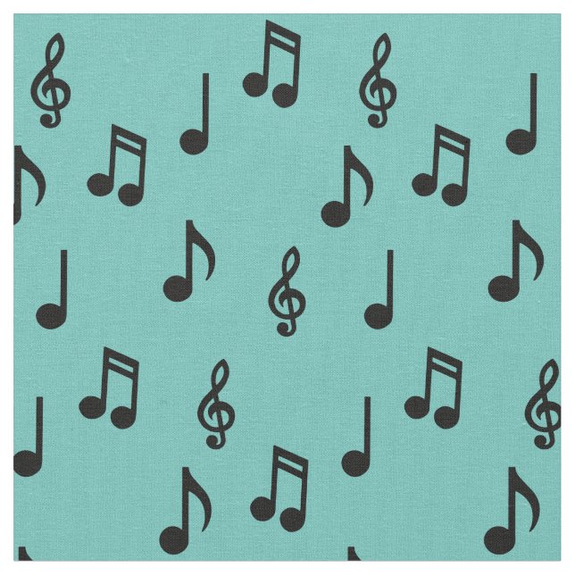 Cute Music Notes Musician Teacher Fabric (Close Up)