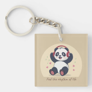 Cute Music Panda Key Ring