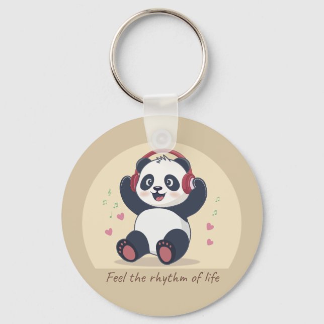 Cute Music Panda Key Ring (Front)