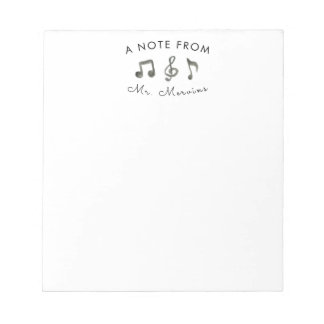 Cute music teacher stationary notepad
