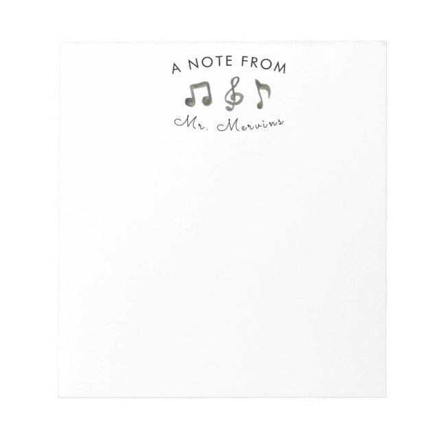 Cute music teacher stationary notepad (Front)