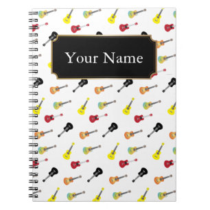 Cute Music Ukulele Pattern with Name Notebook