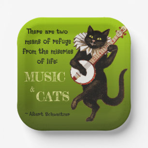 Cute Musical Cat Two Means of Refuge Schweitzer Paper Plate