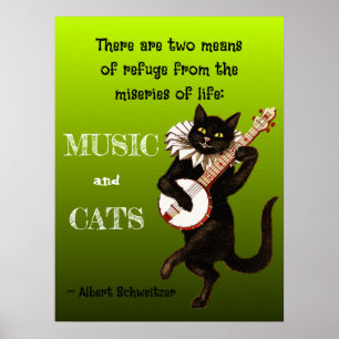 Cute Musical Cat Two Means of Refuge Schweitzer Poster
