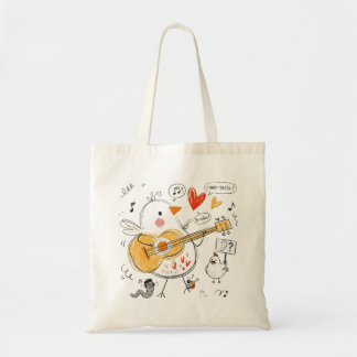 Cute Musical Chick Playing Acoustic Guitar Tote Bag