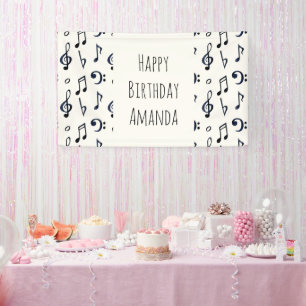 Cute Musical Notes Pattern Banner