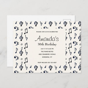 Cute Musical Notes Pattern Birthday Invitation