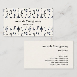 Cute Musical Notes Pattern Business Card