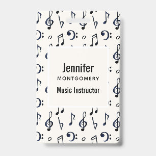 Cute Musical Notes Pattern ID Badge