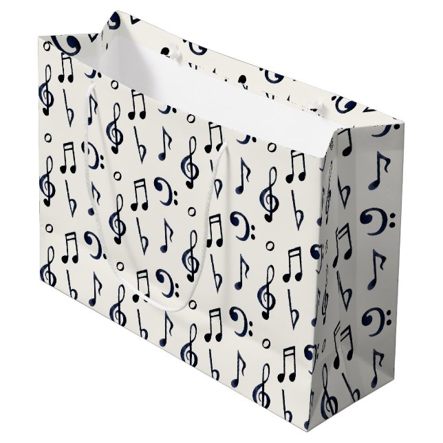 Cute Musical Notes Pattern Large Gift Bag (Front Angled)