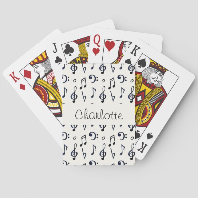 Cute Musical Notes Pattern Playing Cards (Back)