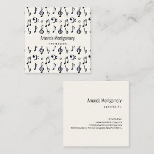 Cute Musical Notes Pattern Square Business Card