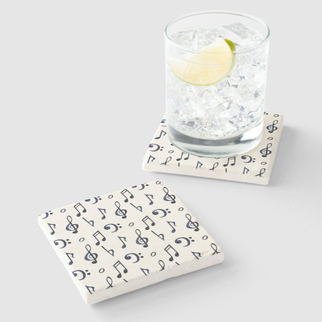 Cute Musical Notes Pattern Stone Coaster (Side)