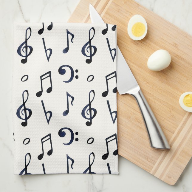  Cute Musical Notes Pattern Tea Towel (Quarter Fold)