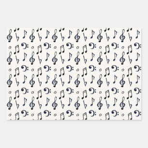 Cute Musical Notes Pattern Wrapping Paper Sheet