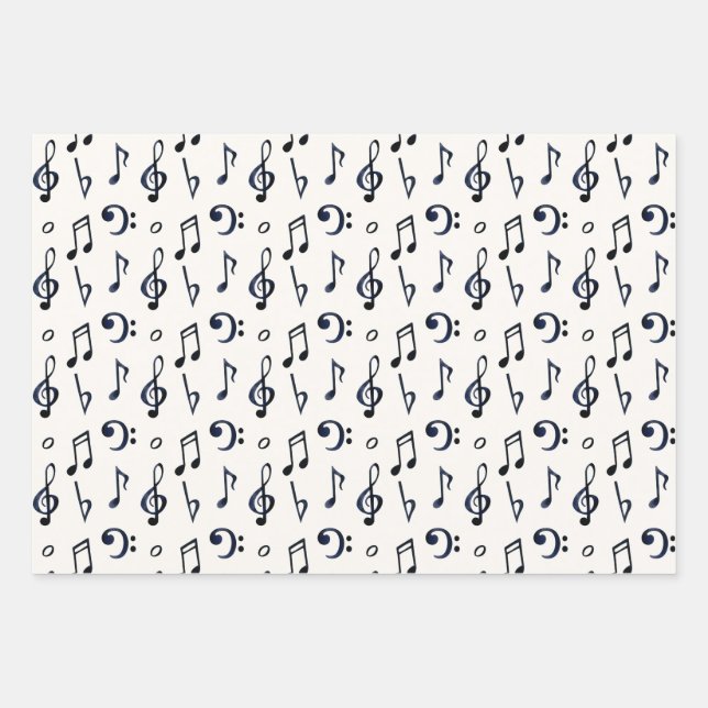 Cute Musical Notes Pattern Wrapping Paper Sheet (Front)