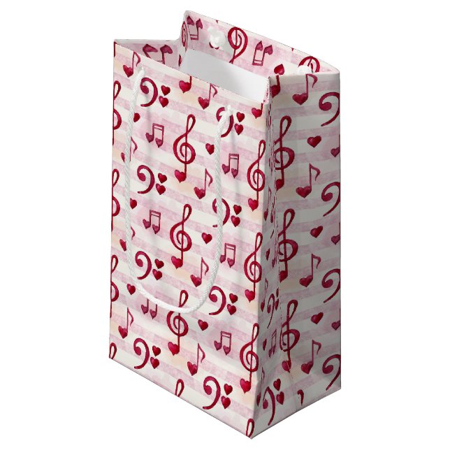 cute musical notes tiled pattern party small gift bag (Front Angled)