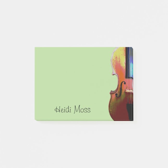 Cute Musical Violin Green Post-it Notes (Front)