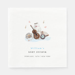 Cute Musician Polar Bear Baby Shower Napkin