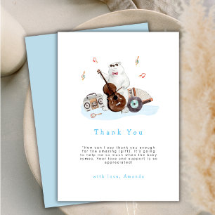 Cute Musician Polar Bear Boy Baby Shower Thank You Card